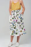 Floral Midi Skirt in White