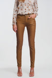 Coated Skinny Pants in Camel