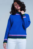 Blue Stripe Detail Sweater