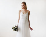 Ivory Sequin and Tulle Maxi Bridal Gown 1120 Wedding Dress