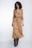 Midi Dress in Mustard With Floral Print