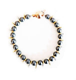 Handmade Statement Necklace With Black Pearls, Swarovski Crystals, Rhinestones and Gold, Silver, Rose Gold Plated Brass.