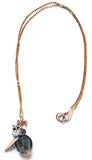 One Chain Necklace Made of Apricot Swarovski Crystals Chain With Charms and Rutilated Quartz