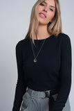 Black Plain Crew Neck Knit Jumper