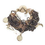 Italian Bracelet With Gunmetal Plated Brass and Rhinestones