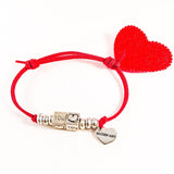 Silver Charms Red Vegan Suede Bracelet