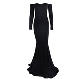 Plain Black Off Shoulder Gown