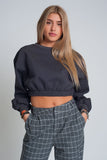 Oversized Cropped Sweatshirt in Dark Grey