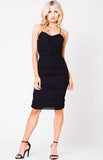 Ruched Mesh Spaghetti Strap Dress