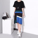 Emon Color Block Pleated Dress - Black