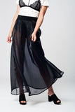 Black Maxi Skirt in Chiffon Fabric