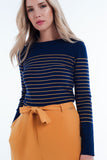 Navy Striped Round Neck Sweater