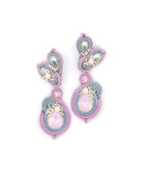 Floral Earrings With Swarovski Stones in Lilac Color