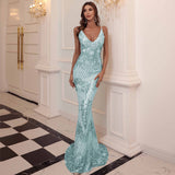 Marissa Aqua Sequin Gown