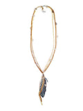 Necklace With Big Feather and Crystals.