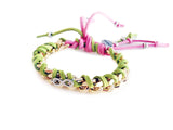 Friendship Bracelet With Gold Chains, Colorful Suede Ribbons and Infinity Charms.