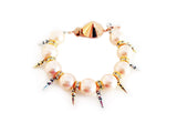 Handmade Statement Bracelet With Light Rose Pearls, Swarovski Crystals, Rhinestones and Gold, Silver, Rose Gold Plated B