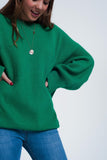 Green Sweater With Boat Neck