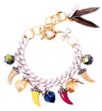 Colorful Horns, Horseshoe, Heart Charm Bracelet