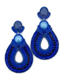 Hoop Teardrop Beaded Earrings in Royal Blue Color