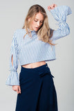 Cropped Striped Shirt in Navy