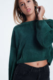 Flare Sleeve Sweater in Green