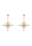 Large Star Burst Drop Earring Gold