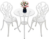 3-Piece Bistro Furniture Set Patio White