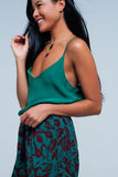 Green Cami Top With Satin Straps