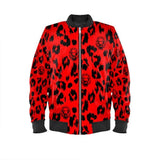 Women's Red Leopard Bomber Jacket