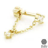 9ct Gold CZ Gem & Chain Cartilage Bar