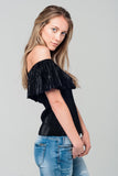 Off Shoulder Black Top With Ruffle