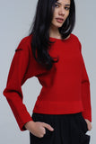 Red Sweater With Boat Neck