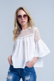 White Blouse With Crochet Detail