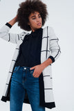 White Striped Cardigan With Black Details