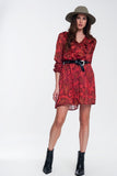 Paisley Printed Mini Dress in Red