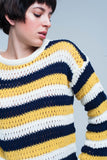 Mustard Striped Chunky Knit Sweater