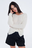 Cream Coloured Sweater With V-Neck