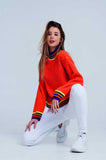 Orange Stripe Detail Sweater