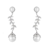 Baroque Pearl Trailing Flowers Earrings Silver