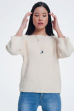 Cream Coloured Sweater With Knitted Patterns