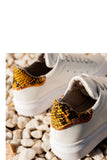 Pointed Laceup Sneakers in Yellow Snake Print