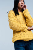 Mustard Dropstitch Knitted Sweater