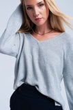 Light Gray Ribbed Sweater