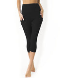 High Waisted Yoga Capri Leggings - Black