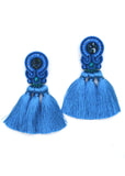 Earrings With Tassels in Blue Color