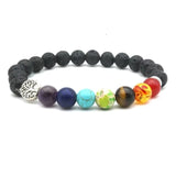 Seven Chakras Tree of Life Charms Lava Stone Bracelet