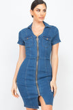 Denim Diva Mini Dress (Dark Blue)