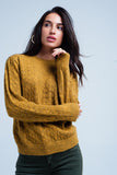 Mustard Knitted Sweater With Crew Neck