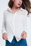 Front Detail Insert Cream Blouse